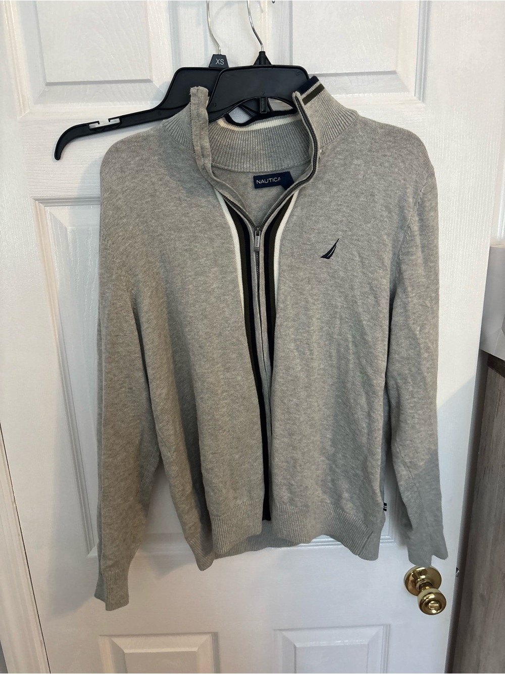 Nautica Men's Gray Zip-Front Sweater